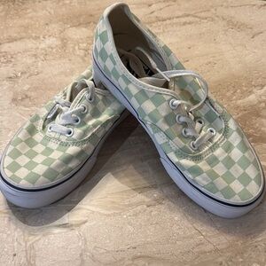 Vans Checkerboard Low Top Sneakers in Mint Green and White